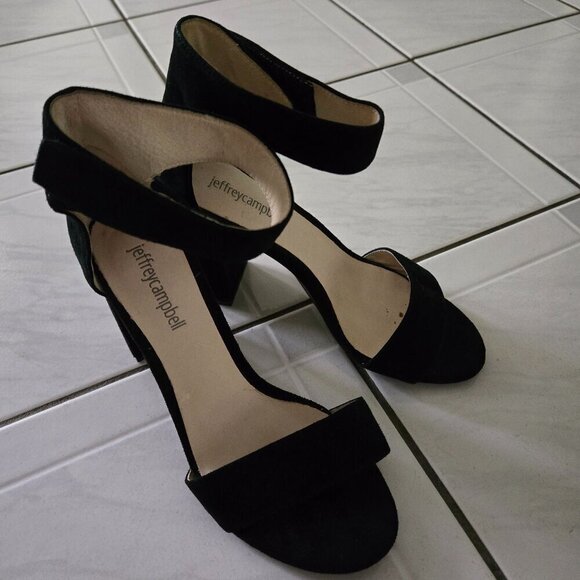 Jeffrey Campbell Shoes - Jeffrey Campbell Lindsay Black Suede Heeled Sandals 7